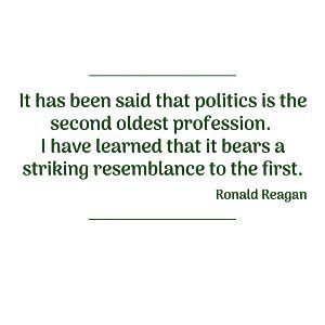 Politics Is Like World's Oldest Profession  -Ronald Reagan - 3/4 sleeve raglan shirt