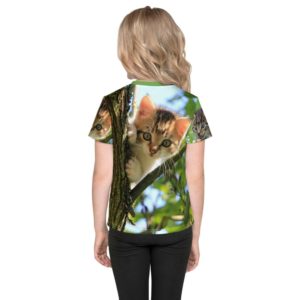 Kids Print All Over T-Shirt - Cats, Daisies & Trees