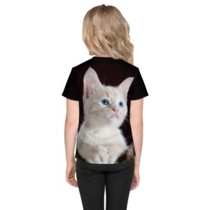 All Over Kids Print T-Shirt -  White Kitten