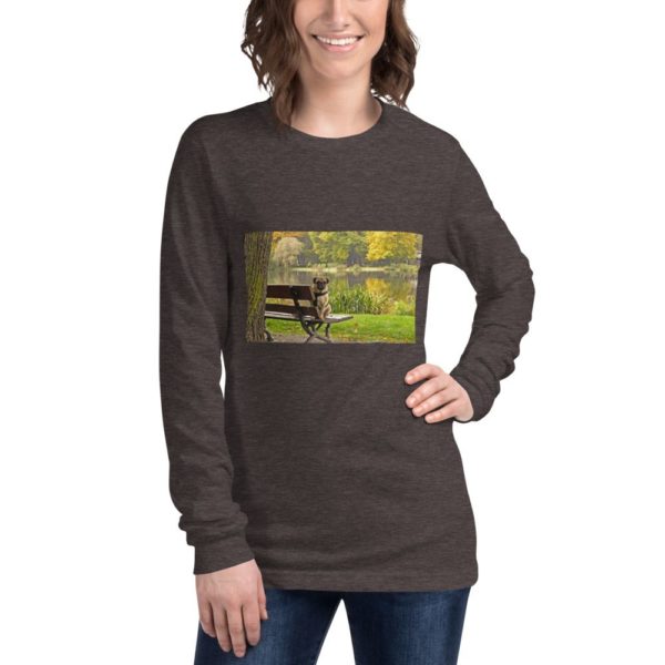 Pug On A Bench - Unisex Long Sleeve Tee - Image 6
