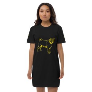 Organic cotton t-shirt dress - Pug Drawing