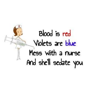 Women's Relaxed T-Shirt - Blood is red, violets are blue, mess with a nurse and she'll sedate you