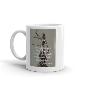 Rule Of Law - Reagan Quote - White glossy mug