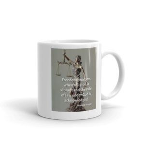 Rule Of Law - Reagan Quote - White glossy mug