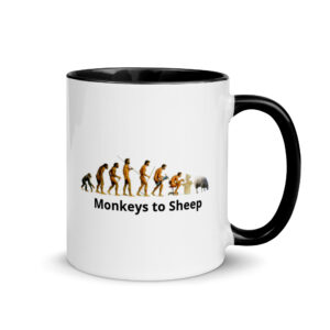 Monkeys to Sheep - The Evolution of Man - Mug with Color Inside